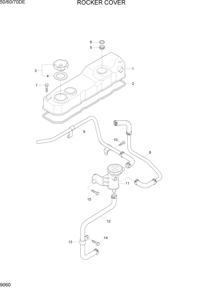 Схема запчастей Hyundai 50/60/70DE - PAGE 9060 ROCKER COVER ДВИГАТЕЛЬ БАЗА