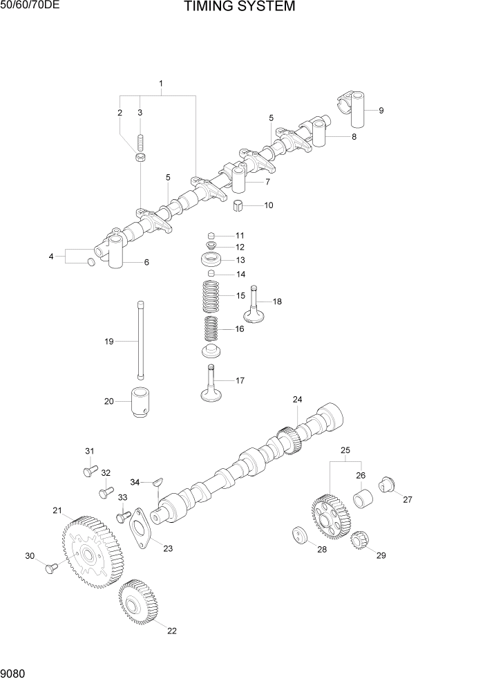 Схема запчастей Hyundai 50/60/70DE - PAGE 9080 TIMING SYSTEM ДВИГАТЕЛЬ БАЗА