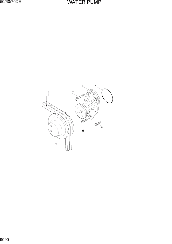 Схема запчастей Hyundai 50/60/70DE - PAGE 9090 WATER PUMP ДВИГАТЕЛЬ БАЗА