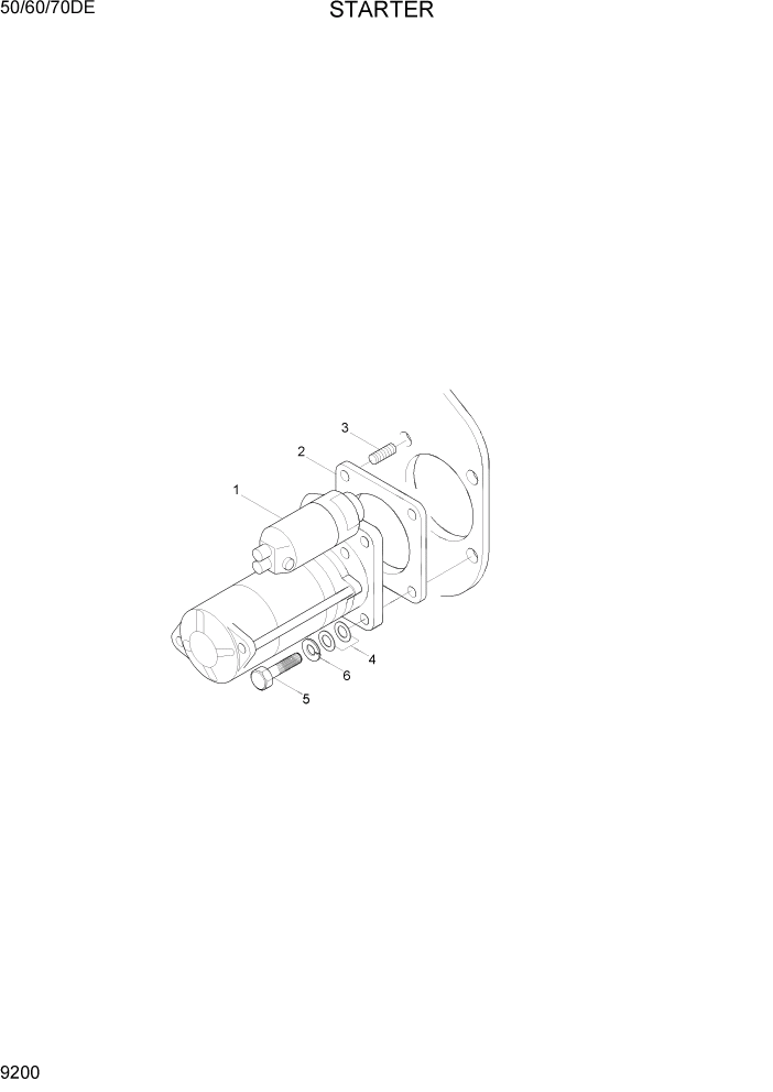 Схема запчастей Hyundai 50/60/70DE - PAGE 9200 STARTER ДВИГАТЕЛЬ БАЗА