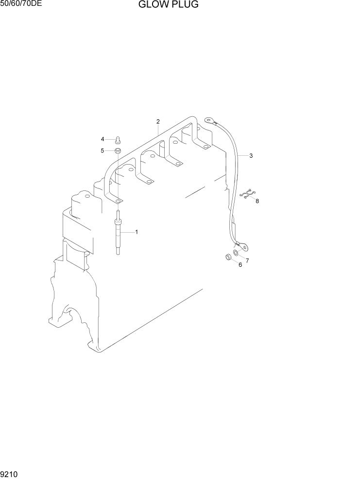 Схема запчастей Hyundai 50/60/70DE - PAGE 9210 GLOW PLUG ДВИГАТЕЛЬ БАЗА