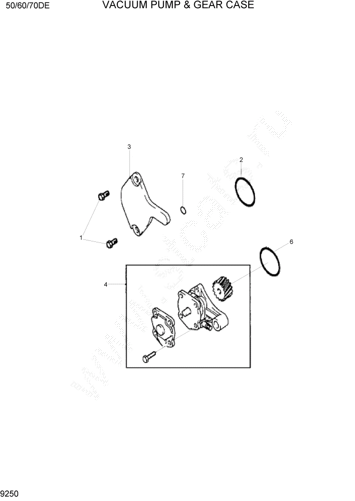 Схема запчастей Hyundai 50/60/70DE - PAGE 9250 VACUUM PUMP & GEAR CASE ДВИГАТЕЛЬ БАЗА