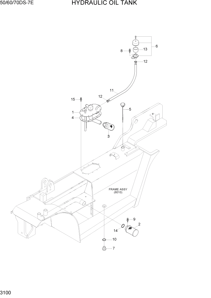 Схема запчастей Hyundai 50/60/70DS-7E - PAGE 3100 HYDRAULIC OIL TANK ГИДРАВЛИЧЕСКАЯ СИСТЕМА