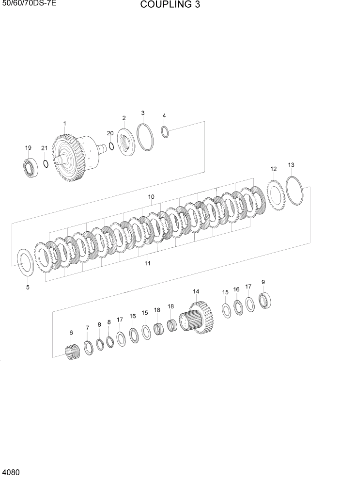 Схема запчастей Hyundai 50/60/70DS-7E - PAGE 4080 COUPLING 3 СИЛОВАЯ СИСТЕМА