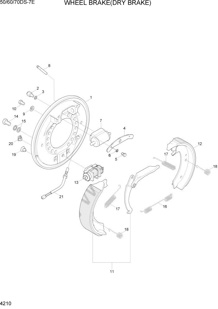 Схема запчастей Hyundai 50/60/70DS-7E - PAGE 4210 WHEEL BRAKE(DRY BRAKE) СИЛОВАЯ СИСТЕМА