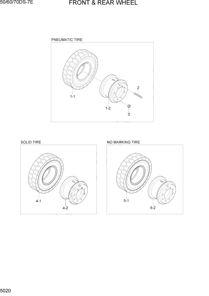 Схема запчастей Hyundai 50/60/70DS-7E - PAGE 5020 FRONT & REAR WHEEL СИСТЕМА УПРАВЛЕНИЯ