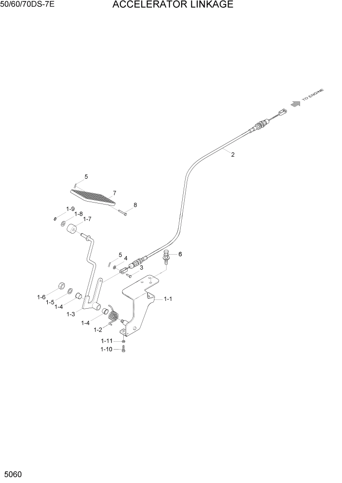 Схема запчастей Hyundai 50/60/70DS-7E - PAGE 5060 ACCELERATOR LINKAGE СИСТЕМА УПРАВЛЕНИЯ