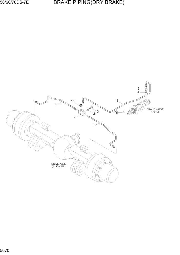 Схема запчастей Hyundai 50/60/70DS-7E - PAGE 5070 BRAKE PIPING(DRY BRAKE) СИСТЕМА УПРАВЛЕНИЯ