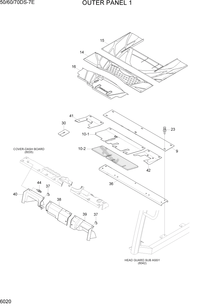 Схема запчастей Hyundai 50/60/70DS-7E - PAGE 6020 OUTER PANEL 1 СТРУКТУРА