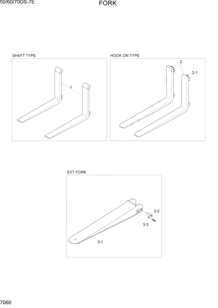 Схема запчастей Hyundai 50/60/70DS-7E - PAGE 7060 FORK РАБОЧЕЕ ОБОРУДОВАНИЕ