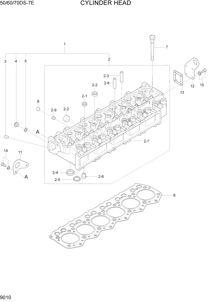 Схема запчастей Hyundai 50/60/70DS-7E - PAGE 9010 CYLINDER HEAD ДВИГАТЕЛЬ БАЗА