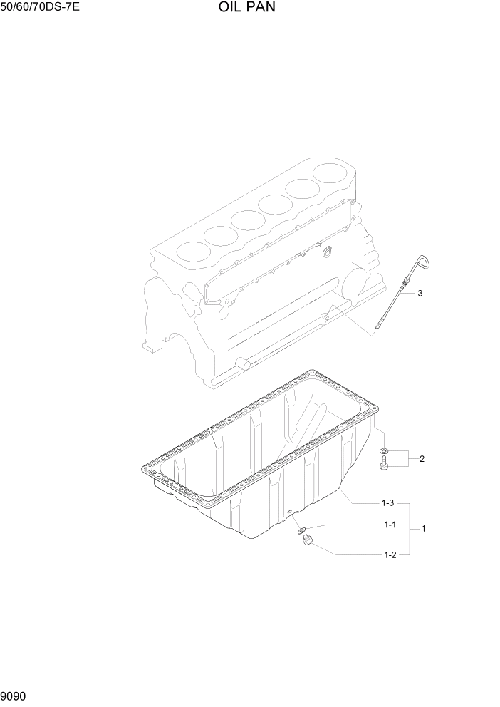 Схема запчастей Hyundai 50/60/70DS-7E - PAGE 9090 OIL PAN ДВИГАТЕЛЬ БАЗА