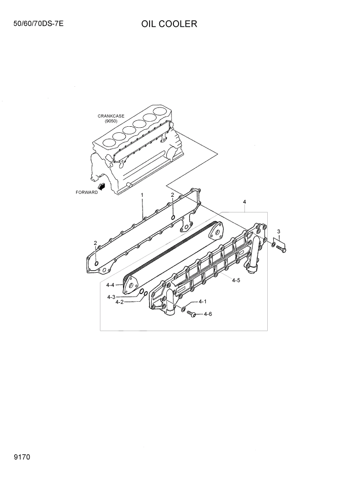 Схема запчастей Hyundai 50/60/70DS-7E - PAGE 9170 OIL COOLER ДВИГАТЕЛЬ БАЗА