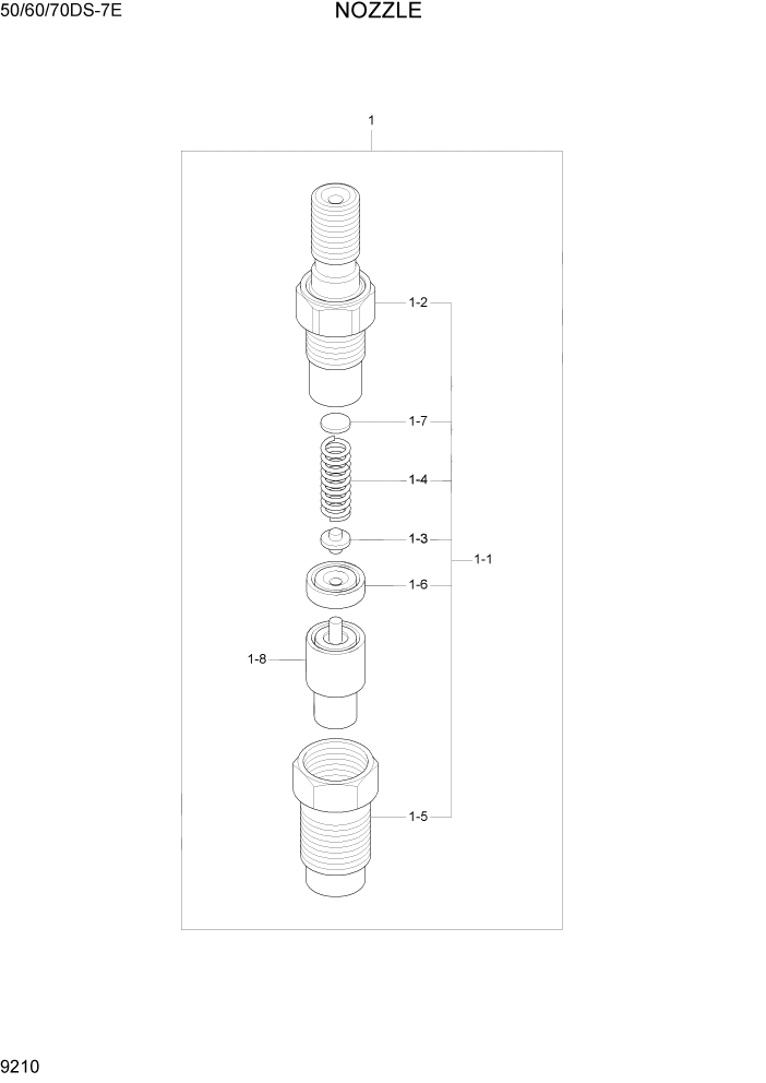 Схема запчастей Hyundai 50/60/70DS-7E - PAGE 9210 NOZZLE ДВИГАТЕЛЬ БАЗА