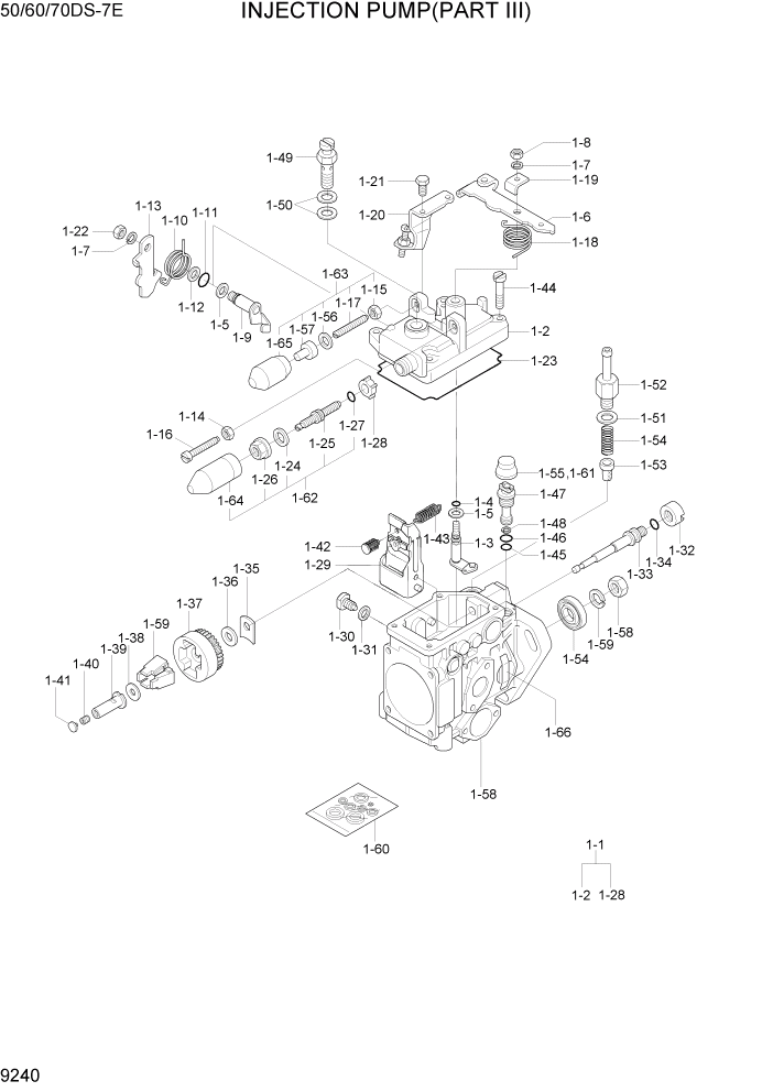 Схема запчастей Hyundai 50/60/70DS-7E - PAGE 9240 INJECTION PUMP(PART III) ДВИГАТЕЛЬ БАЗА