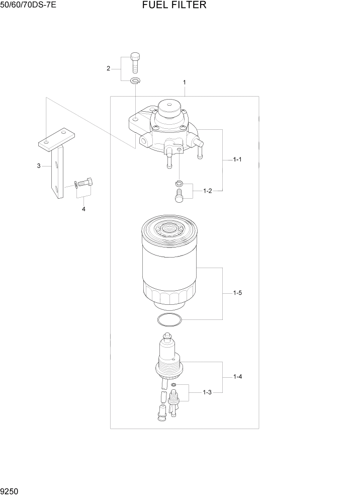 Схема запчастей Hyundai 50/60/70DS-7E - PAGE 9250 FUEL FILTER ДВИГАТЕЛЬ БАЗА