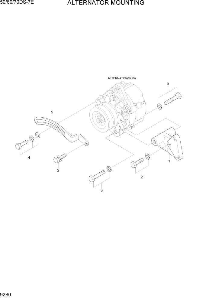 Схема запчастей Hyundai 50/60/70DS-7E - PAGE 9280 ALTERNATOR GENERAL ДВИГАТЕЛЬ БАЗА