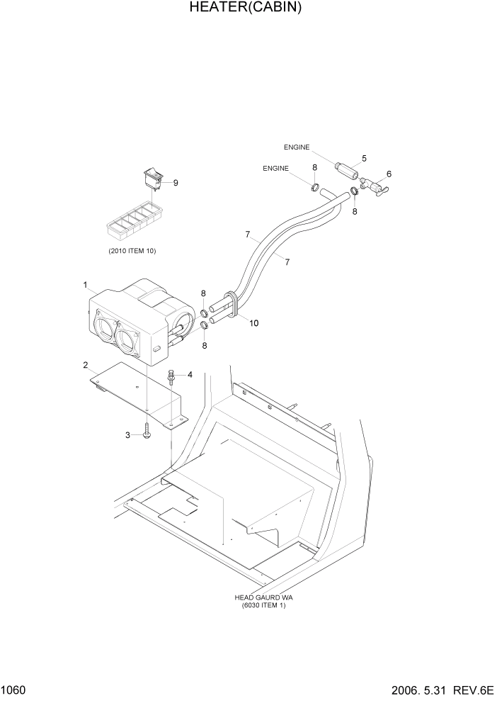 Схема запчастей Hyundai HDF50/HDF70-7 - PAGE 1060 HEATER(CABIN) СИСТЕМА ДВИГАТЕЛЯ