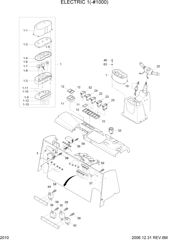 Схема запчастей Hyundai HDF50/HDF70-7 - PAGE 2010 ELECTRIC 1(-#1000) ЭЛЕКТРИЧЕСКАЯ СИСТЕМА