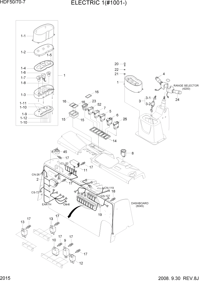 Схема запчастей Hyundai HDF50/HDF70-7 - PAGE 2015 ELECTRIC 1(#1001-) ЭЛЕКТРИЧЕСКАЯ СИСТЕМА