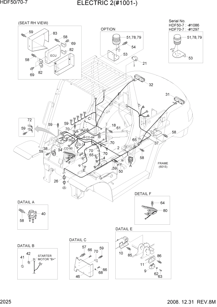 Схема запчастей Hyundai HDF50/HDF70-7 - PAGE 2025 ELECTRIC 2(#1001-) ЭЛЕКТРИЧЕСКАЯ СИСТЕМА