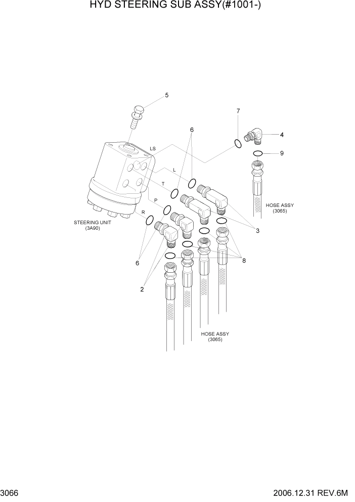 Схема запчастей Hyundai HDF50/HDF70-7 - PAGE 3066 HYD STEERING SUB ASSY(#1001-) ГИДРАВЛИЧЕСКАЯ СИСТЕМА