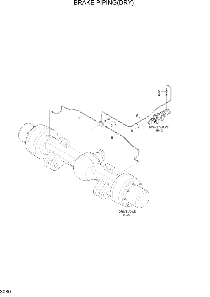 Схема запчастей Hyundai HDF50/HDF70-7 - PAGE 3080 BRAKE PIPING(DRY,EXPORT) ГИДРАВЛИЧЕСКАЯ СИСТЕМА