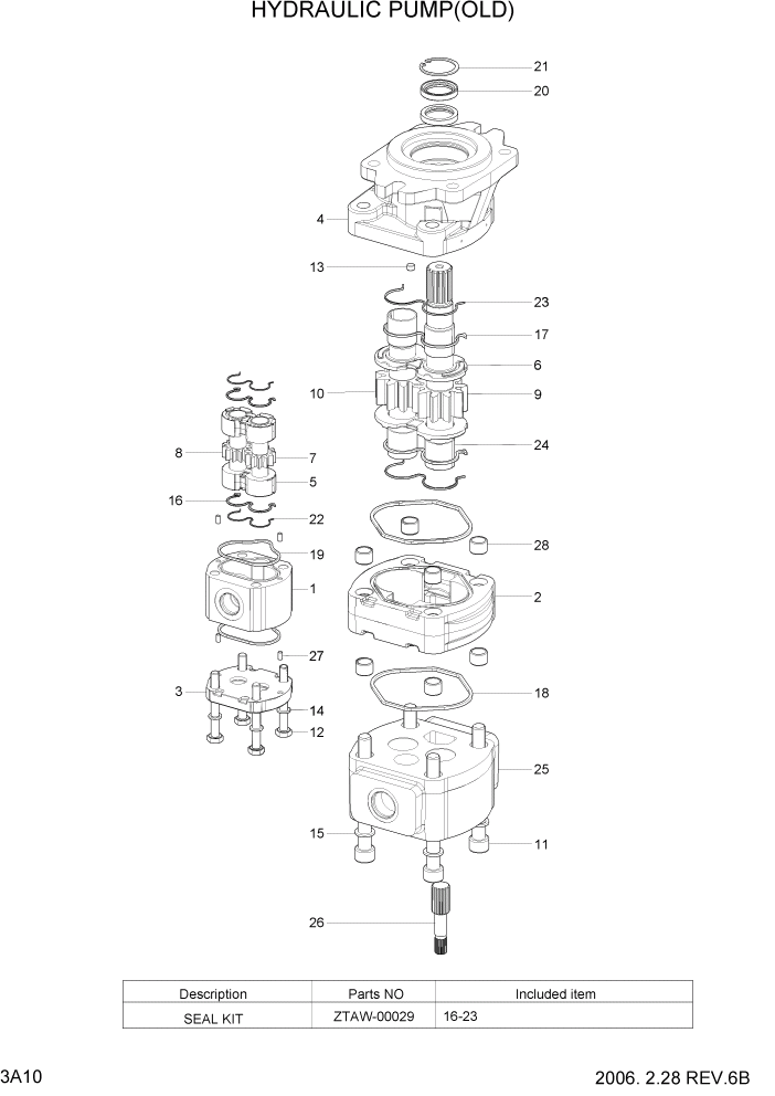 Схема запчастей Hyundai HDF50/HDF70-7 - PAGE 3A10 HYDRAULIC PUMP(OLD) ГИДРАВЛИЧЕСКАЯ СИСТЕМА