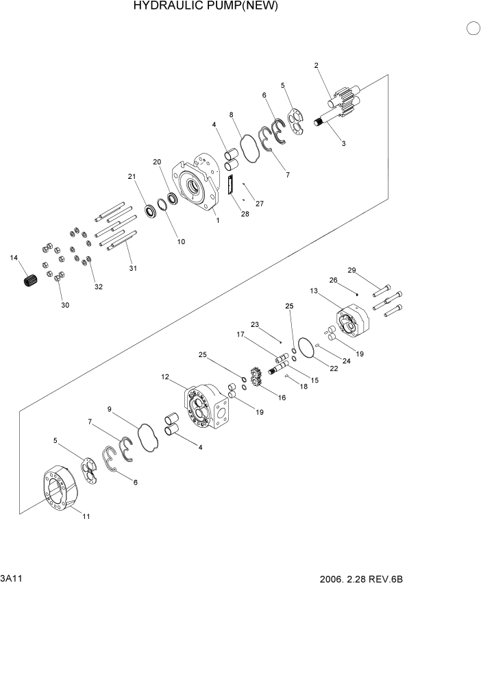 Схема запчастей Hyundai HDF50/HDF70-7 - PAGE 3A11 HYDRAULIC PUMP(NEW) ГИДРАВЛИЧЕСКАЯ СИСТЕМА