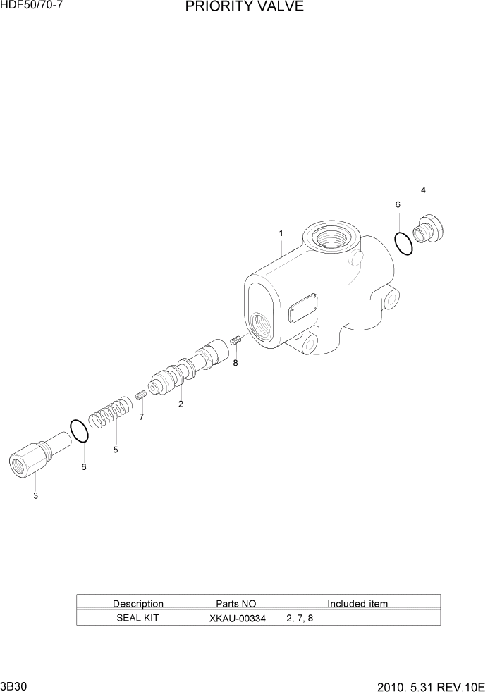 Схема запчастей Hyundai HDF50/HDF70-7 - PAGE 3B30 PRIORITY VALVE ГИДРАВЛИЧЕСКАЯ СИСТЕМА