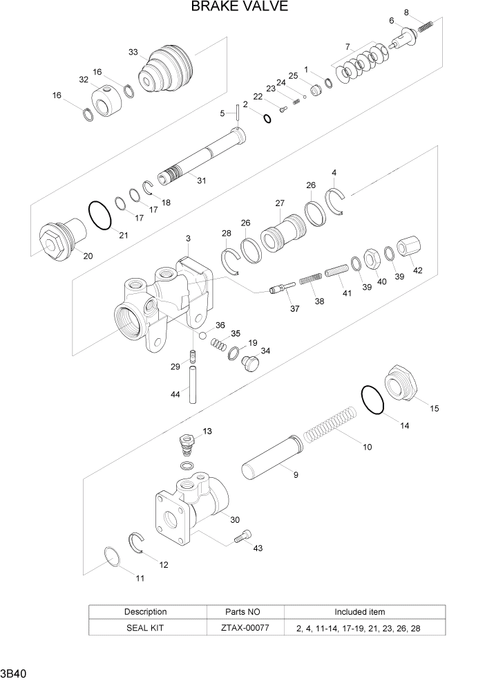 Схема запчастей Hyundai HDF50/HDF70-7 - PAGE 3B40 BRAKE VALVE(DRY,EXPORT) ГИДРАВЛИЧЕСКАЯ СИСТЕМА