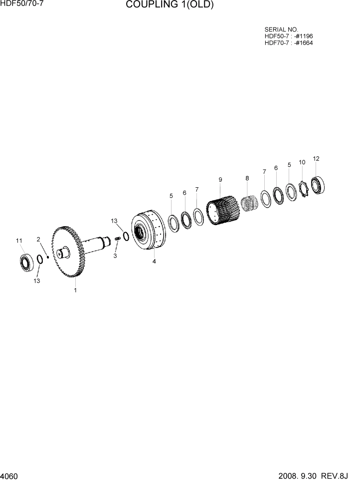 Схема запчастей Hyundai HDF50/HDF70-7 - PAGE 4060 COUPLING 1(OLD) СИЛОВАЯ СИСТЕМА