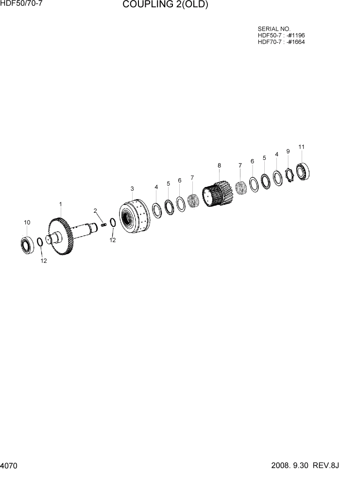 Схема запчастей Hyundai HDF50/HDF70-7 - PAGE 4070 COUPLING 2(OLD) СИЛОВАЯ СИСТЕМА