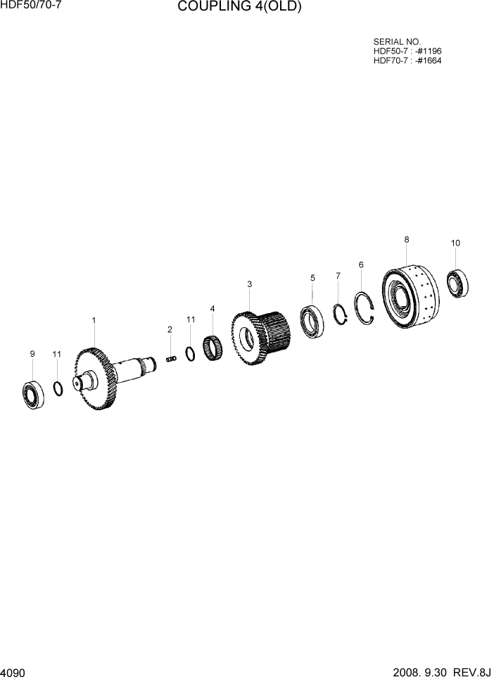 Схема запчастей Hyundai HDF50/HDF70-7 - PAGE 4090 COUPLING 4(OLD) СИЛОВАЯ СИСТЕМА