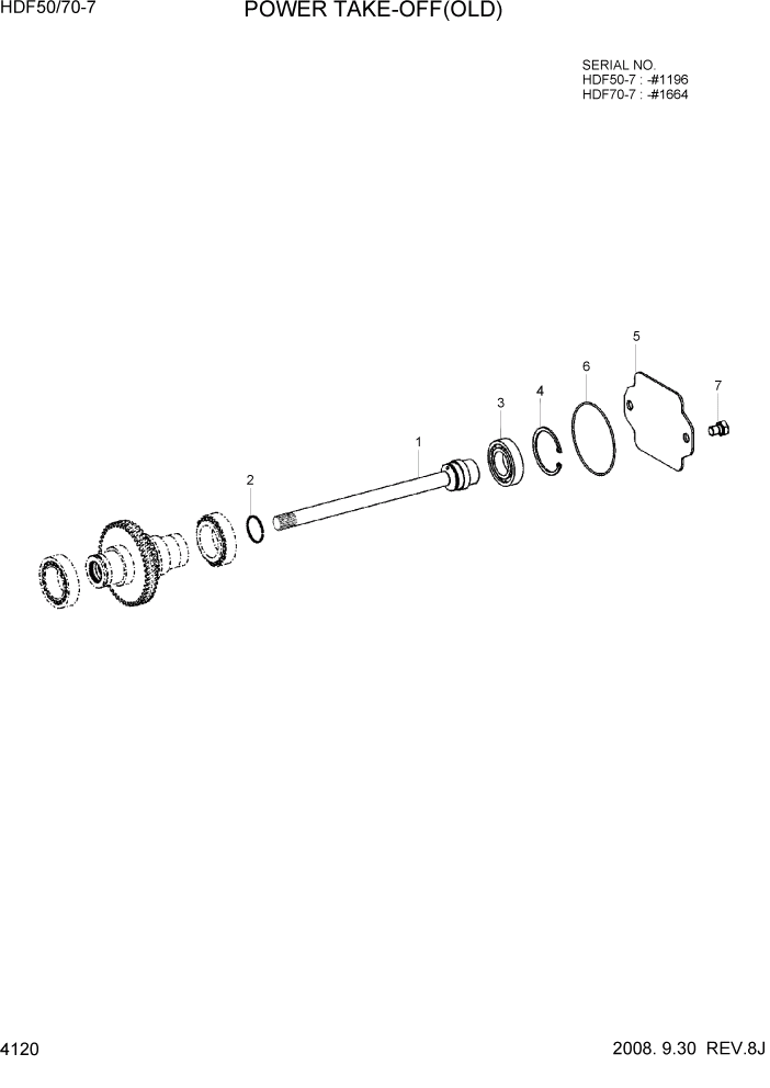 Схема запчастей Hyundai HDF50/HDF70-7 - PAGE 4120 POWER TAKE-OFF(OLD) СИЛОВАЯ СИСТЕМА
