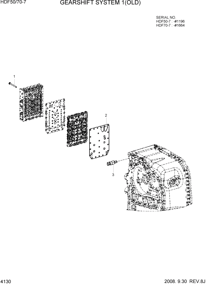 Схема запчастей Hyundai HDF50/HDF70-7 - PAGE 4130 GEARSHIFT SYSTEM 1(OLD) СИЛОВАЯ СИСТЕМА