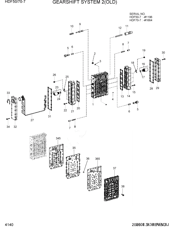 Схема запчастей Hyundai HDF50/HDF70-7 - PAGE 4140 GEARSHIFT SYSTEM 2(OLD) СИЛОВАЯ СИСТЕМА