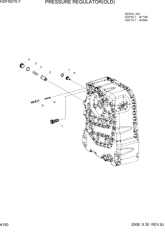 Схема запчастей Hyundai HDF50/HDF70-7 - PAGE 4150 PRESSURE REGULATOR(OLD) СИЛОВАЯ СИСТЕМА