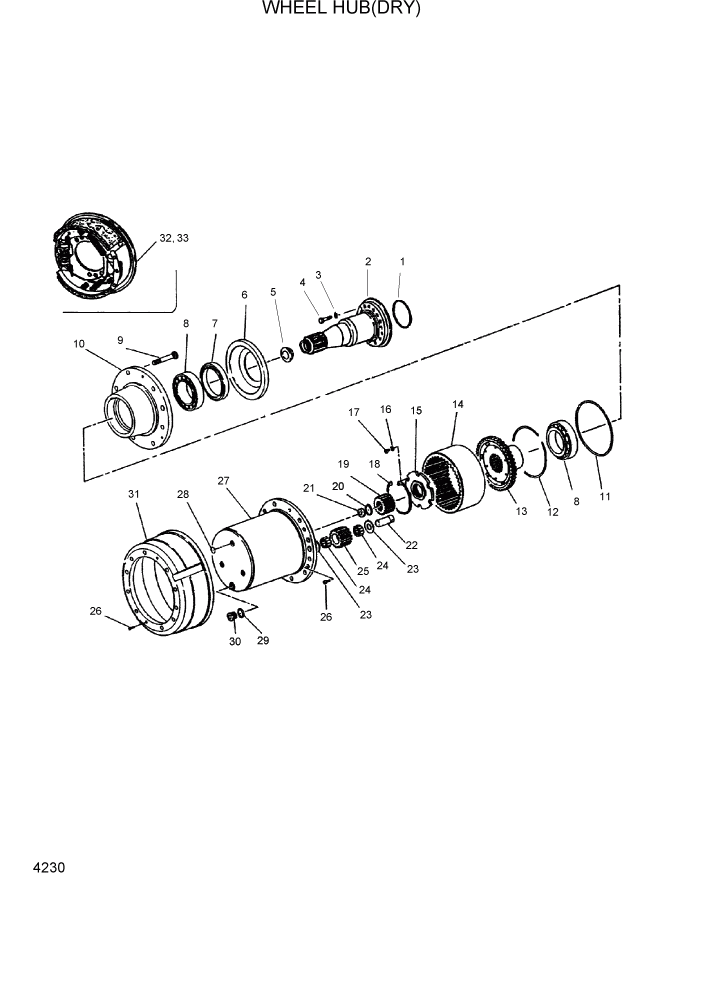 Схема запчастей Hyundai HDF50/HDF70-7 - PAGE 4230 WHEEL HUB(DRY, EXPORT) СИЛОВАЯ СИСТЕМА