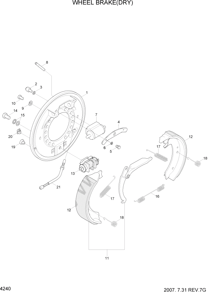 Схема запчастей Hyundai HDF50/HDF70-7 - PAGE 4240 WHEEL BRAKE(DRY, KOREA) СИЛОВАЯ СИСТЕМА