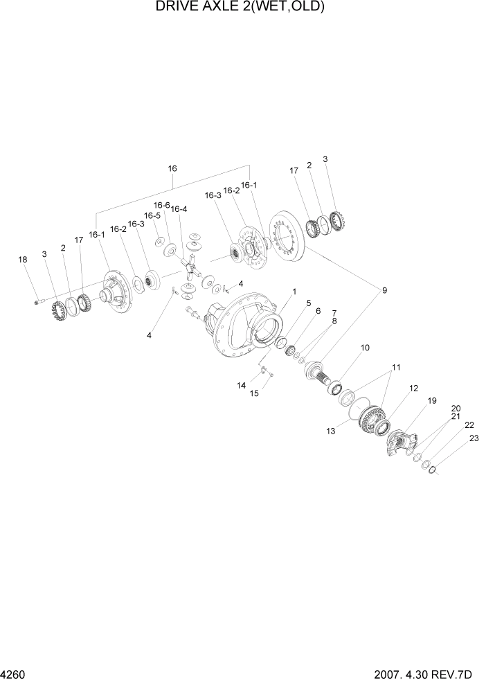 Схема запчастей Hyundai HDF50/HDF70-7 - PAGE 4260 DRIVE AXLE 2(WET,OLD) СИЛОВАЯ СИСТЕМА