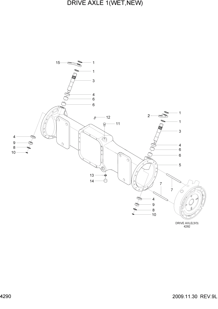 Схема запчастей Hyundai HDF50/HDF70-7 - PAGE 4290 DRIVE AXLE 1(WET,NEW) СИЛОВАЯ СИСТЕМА