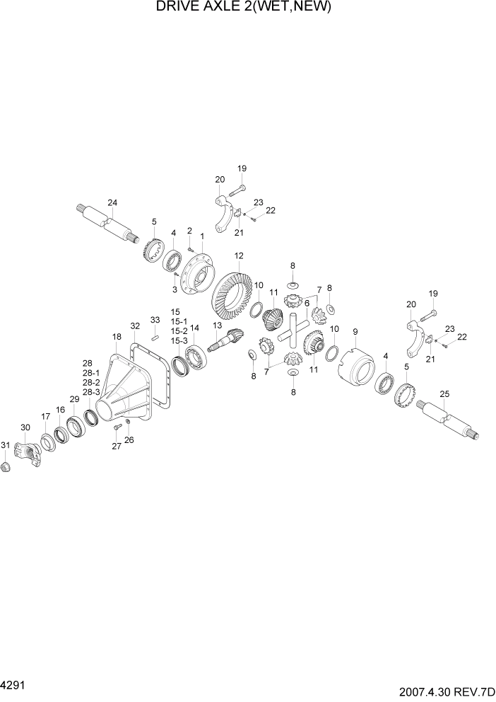 Схема запчастей Hyundai HDF50/HDF70-7 - PAGE 4291 DRIVE AXLE 2(WET,NEW) СИЛОВАЯ СИСТЕМА