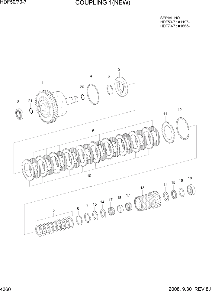 Схема запчастей Hyundai HDF50/HDF70-7 - PAGE 4360 COUPLING 1(NEW) СИЛОВАЯ СИСТЕМА