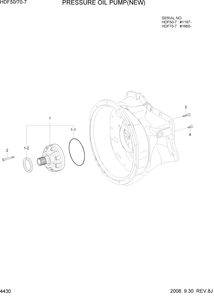 Схема запчастей Hyundai HDF50/HDF70-7 - PAGE 4430 PRESSURE OIL PUMP(NEW) СИЛОВАЯ СИСТЕМА