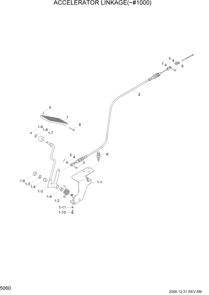 Схема запчастей Hyundai HDF50/HDF70-7 - PAGE 5060 ACCELERATOR LINKAGE СИСТЕМА УПРАВЛЕНИЯ