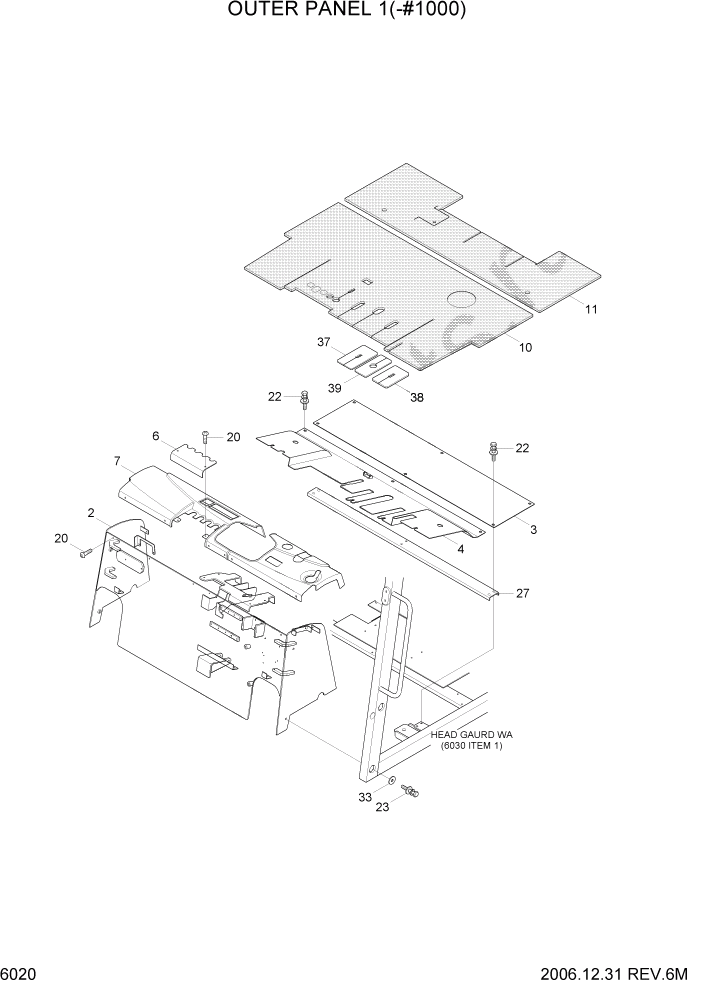 Схема запчастей Hyundai HDF50/HDF70-7 - PAGE 6020 OUTER PANEL 1(-#1000) СТРУКТУРА