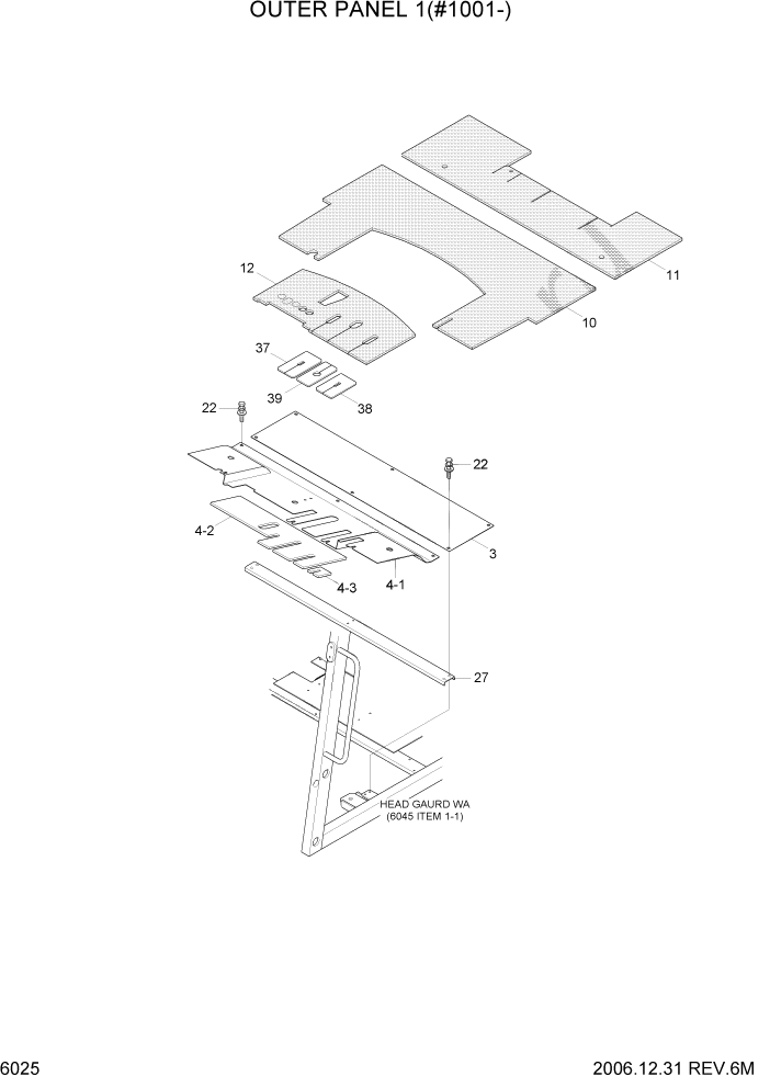 Схема запчастей Hyundai HDF50/HDF70-7 - PAGE 6025 OUTER PANEL 1(#1001-) СТРУКТУРА