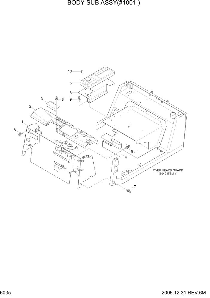 Схема запчастей Hyundai HDF50/HDF70-7 - PAGE 6035 BODY SUB ASSY(#1001-) СТРУКТУРА