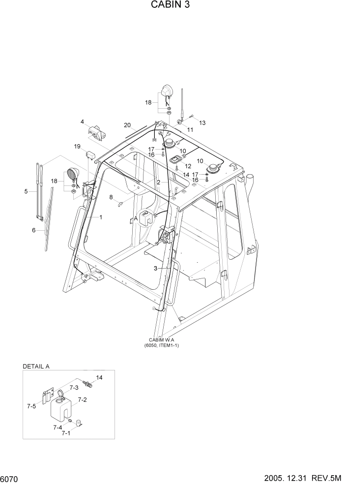 Схема запчастей Hyundai HDF50/HDF70-7 - PAGE 6070 CABIN 3 СТРУКТУРА